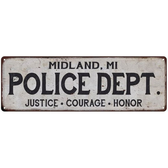 MIDLAND, MI POLICE DEPT. Home Decor Metal Sign Gift 6x18 206180012881