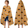 thumbnail image 3 of Orange Black Butterfly Pattern Hooded Bath Towel，60"x35" for Ages 3 To 12 Kids, Quick Dry Lightweight Soft Microfiber Hood Beach Towel Cover Up for Kids, 3 of 7