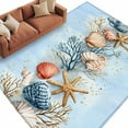 thumbnail image 3 of 8x10 Area Rugs, Blue Coastal Non-Skid Rubber Backing Large Rectangle Rugs - Living Room Bedroom Home Office, Summer Nautical Beach Conch Starfish Coral Indoor Floor Mat Carpets Washable Rug, 3 of 9