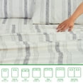 thumbnail image 3 of Gogreen Ensemble de Draps 3 Pcs à Poches Profondes pour Lit Simple s'Adapte à 14 Pouces, Microfibre Respirante Ultra Douce Ensemble de Draps Format Simple, Style Hôtel de Luxe Déco Maison Ensemble de Draps pour Lit Simple, Cadeau pour Femmes, Hommes - Rayure Grise, 3 of 23