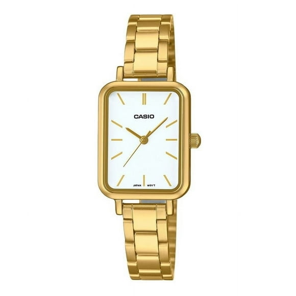 Casio Standard Montre pour Femme Analogique Ton Or Acier Inoxydable Cadran Blanc Quartz LTP-V009G-7E