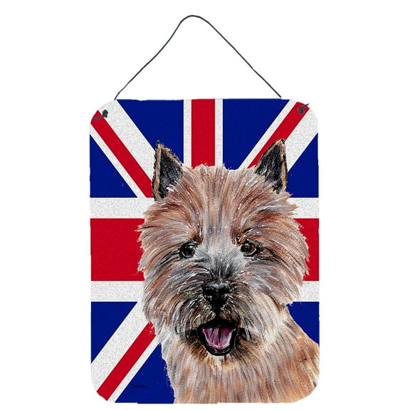 Norwich Terrier with English Union Jack British Flag Wall or Door Hanging Prints