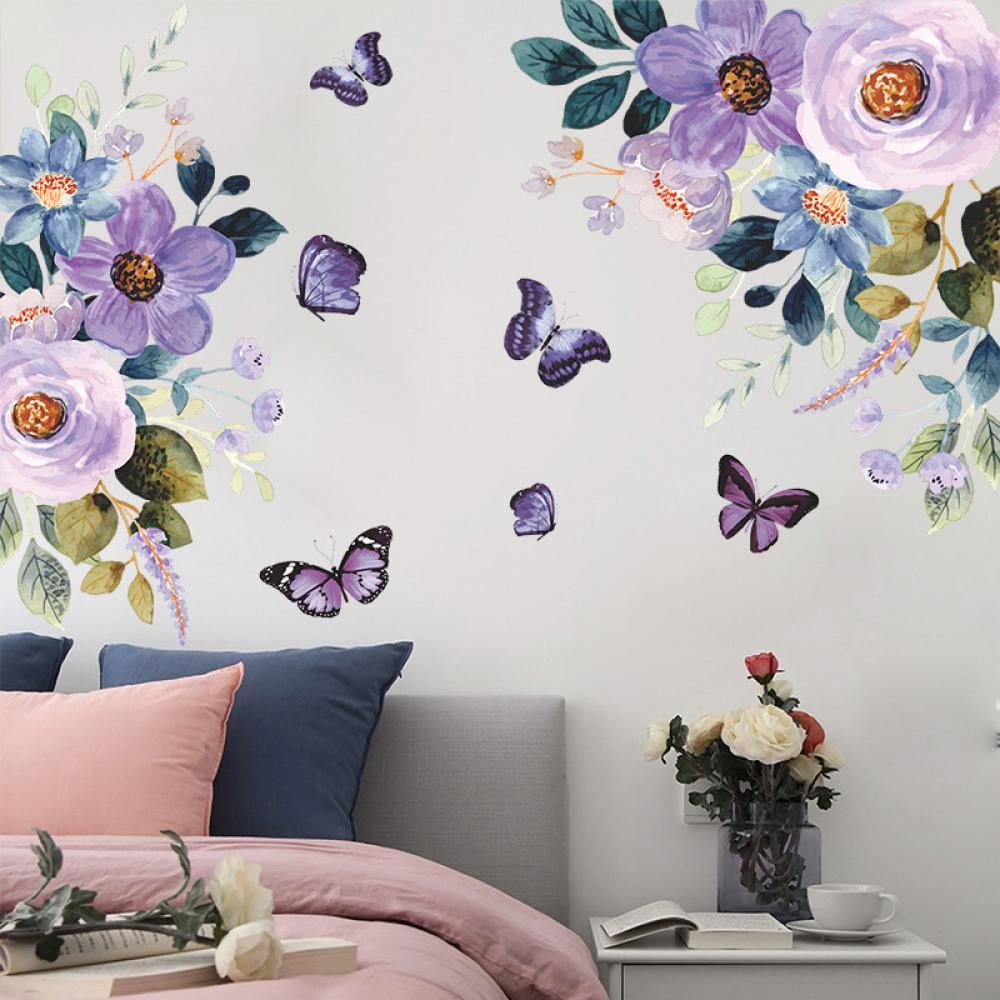 Flower Pattern Butterflies Kids Wall Art Stickers Removable Decal Decor Mural 