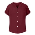 thumbnail image 7 of Blouses for Women Summer V Neck Short Sleeve Button Down Shirts Business Casual Tops Women's Clothing, 7 of 7