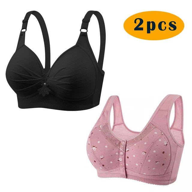 LOVZFMLL Bras for Women 2pc Woman's Printing Gathered Together Large Size Daily Bra Underwear No Rims Multicolor M