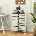 thumbnail image 4 of Costway 15 Drawer Rolling Storage Cart Tools Scrapbook Paper Office School Organizer White, 4 of 10