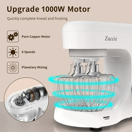 

Mixer 4.5L Mixers Kitchen Electric Stand Mixer 380W Motor Food Mixer 8+P-Speed Dough Mixer with Dough Hook Wire Whip & Beater White