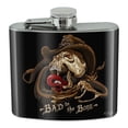 thumbnail image 1 of Bad To The Bone Skull Snake Biker Motorcycle Western Stainless Steel 5oz Hip Drink Kidney Flask, 1 of 4