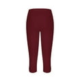 thumbnail image 5 of Capri Leggings for Women High Waisted Stretch Yoga Pants Summer Workout Athletic Running Cropped Pants Wine M, 5 of 6