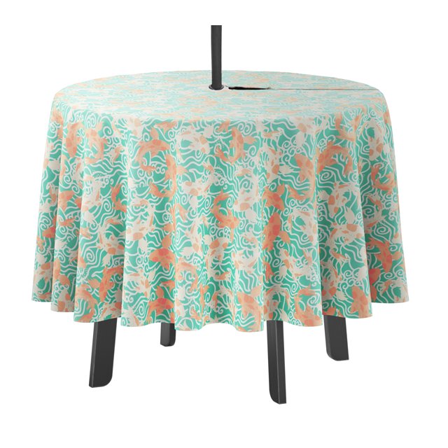 Vargottam Nappe Ronde Intérieure/extérieure 58 Pouces avec Trou pour Parasol et Fermeture Éclair - Vert Aigue-Marine2