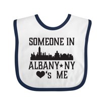 Inktastic Albany New York Skyline Someone Loves Me Boys or Girls Baby Bib