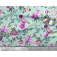 thumbnail image 3 of Soimoi Green Silk Fabric Leaves & Ranunculus Floral Print Fabric by Yard 42 Inch Wide, 3 of 3