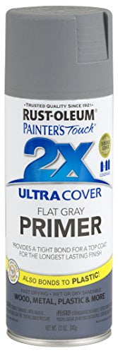 Rust-Oleum 249088 Painter's Touch 2X Ultra Cover, 12 Fl Oz (Pack of 1), Flat Gray Primer, 12 Ounce