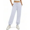 thumbnail image 6 of Tianiyouqing Women's Petite Length Drawstring Sweatpants Elastic Bottom Fleece Lined Elastic Waist High Waisted Palazzo Long Pants Summer Thin Baggy Trousers White M, 6 of 6