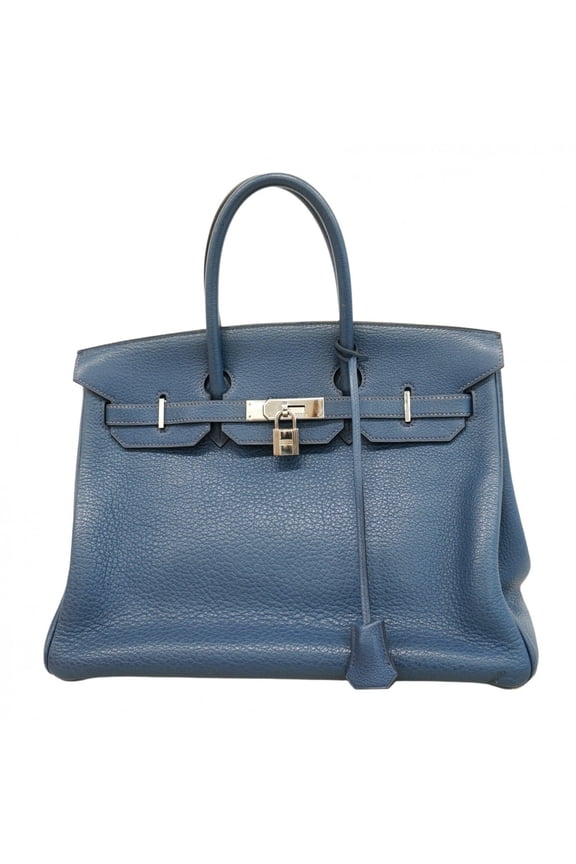 Pre-Owned Hermes Herms Birkin 35 Fjord Blue Malt Handbag (E Stamp) for Women