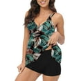 thumbnail image 1 of NIEWTR Tankini Maillot de Bain pour Femmes Short Garçon Léopard Imprimé Hauts Ensemble Tankini Deux Pièces Maillots de Bain Conservateurs Robe de Bain (Vert, m), 1 of 5