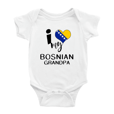 

I Heart My Bosnian Grandpa Bosnia and Herzegovina Love Flag Baby Clothes (White 0-3 Months)