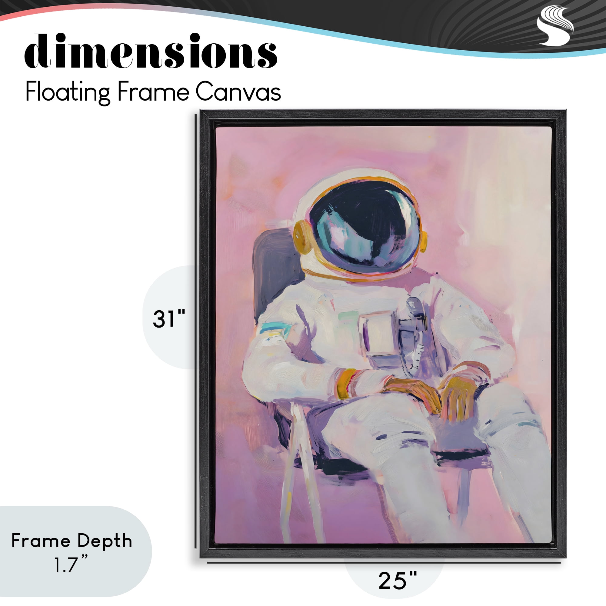Stupell Industries Resting Astronaut on Chair Black Framed Floater Canvas Wall Art, design by The Prints Vibe