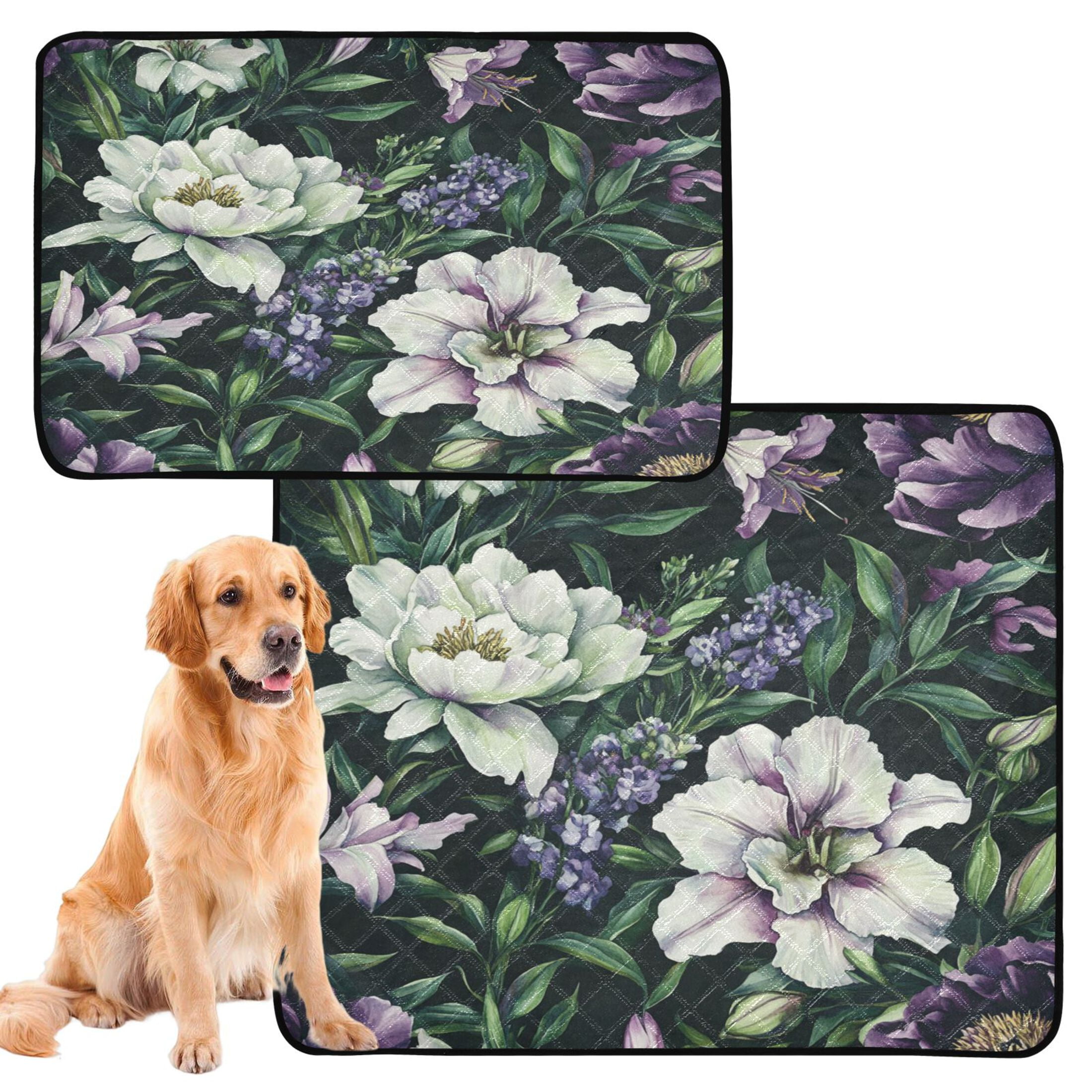 Qxltty Purple Lily Cat litter Pads Pet Set of 3 Diaper Mats Center Anti-leakage Layer Absorbent Soft and Comfortable