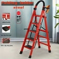 thumbnail image 4 of Folding 4/3 Step Ladder, Portable Ladder For Multi-Purpose, Home, Kitchen, Heavy Sturdy Steel Step Stool With Anti-Slip Wide Pedals, Handrail, Safe-Lock Design, 330lbs Load, Black&Red, 4 of 15
