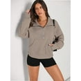 thumbnail image 2 of Womens Half Zip Sweatshirts Cropped Long Sleeve Hoodies Oversized Quarter Zip Up Pullover Tops, 2 of 5