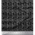 thumbnail image 1 of Soimoi Rayon Crepe Fabric Leaves & Floral Block Printed Fabric 1 Yard 46 Inch Wide, 1 of 3