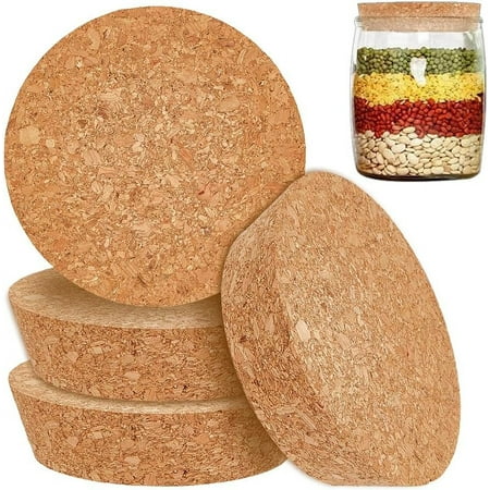4Pcs Large Cork Stoppers Cork Bottle Stoppers 3.4-3.9 Inch Tapered Cork Plugs Cork Canning Jar Lids Wood Tapered Cork Plugs Wooden Tapered Cork Stopper for Kitchen Wedding Favor Canning