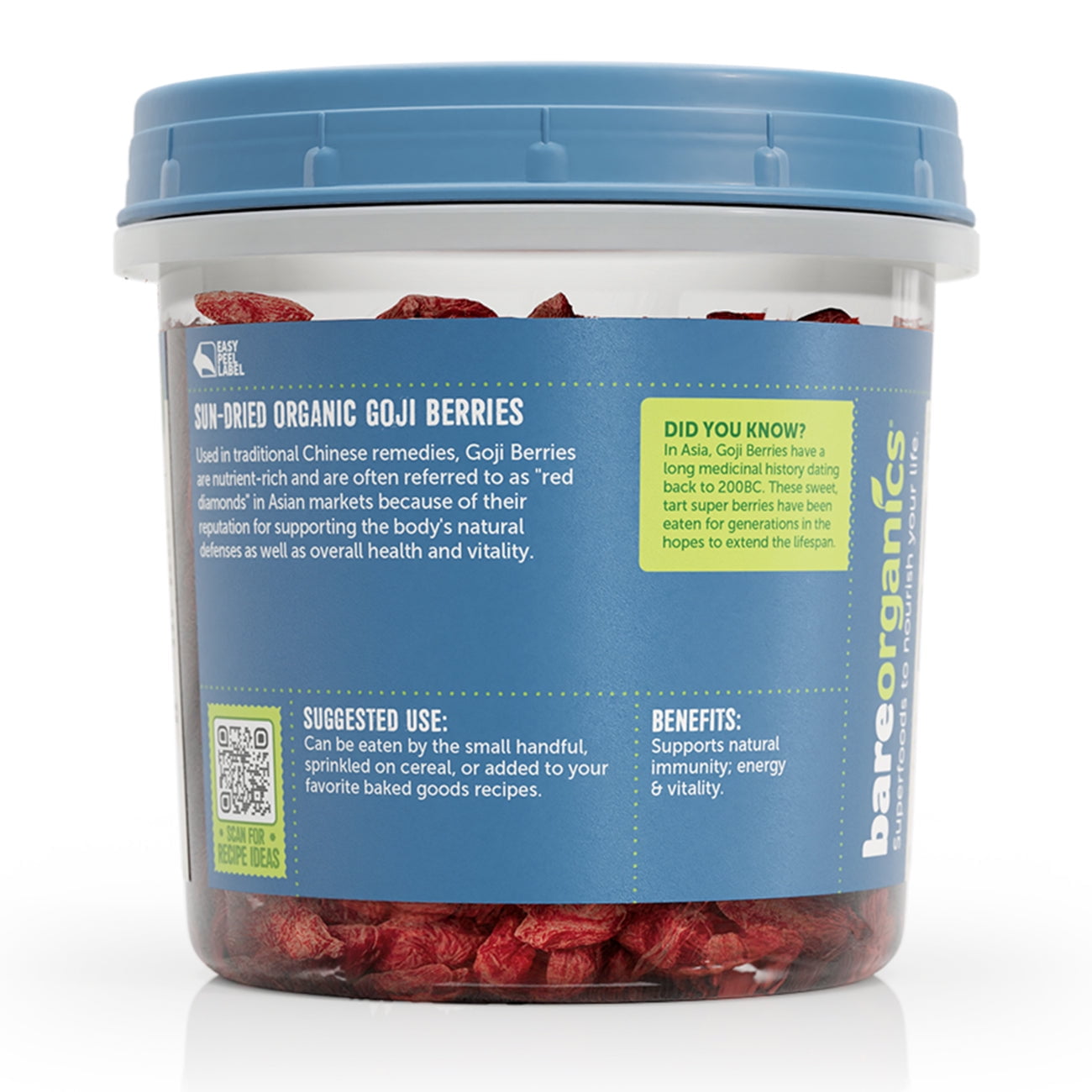 BAREORGANICS Goji Berries (Organic - Sun Dried) (8Oz) 227G