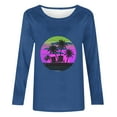 thumbnail image 4 of BangWanChi Long Sleeve Shirts for Women Women's Retro Fashion Classic Print Long Sleeved Round Neck Tops/shirt, 4 of 4