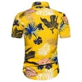 thumbnail image 2 of Camisas Para Hombre Manga Larga Negra Hombres Primavera y Verano Top Colorido Estampado floral Solapa suelta Tops Camisa Vacaciones al libre Camisa de manga corta (Yellow, XXL), 2 of 6