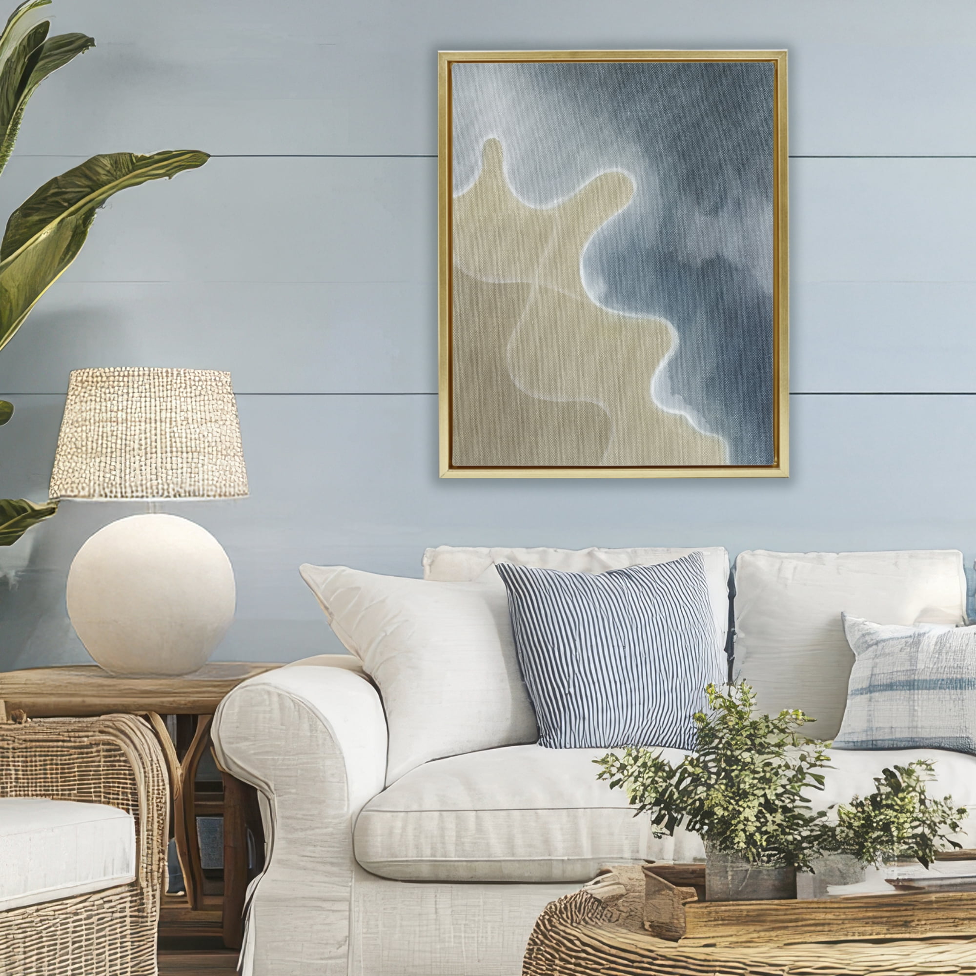 Stupell Industries Turning The Tides Contour Gold Framed Floater Canvas Wall Art, design by Grace Popp