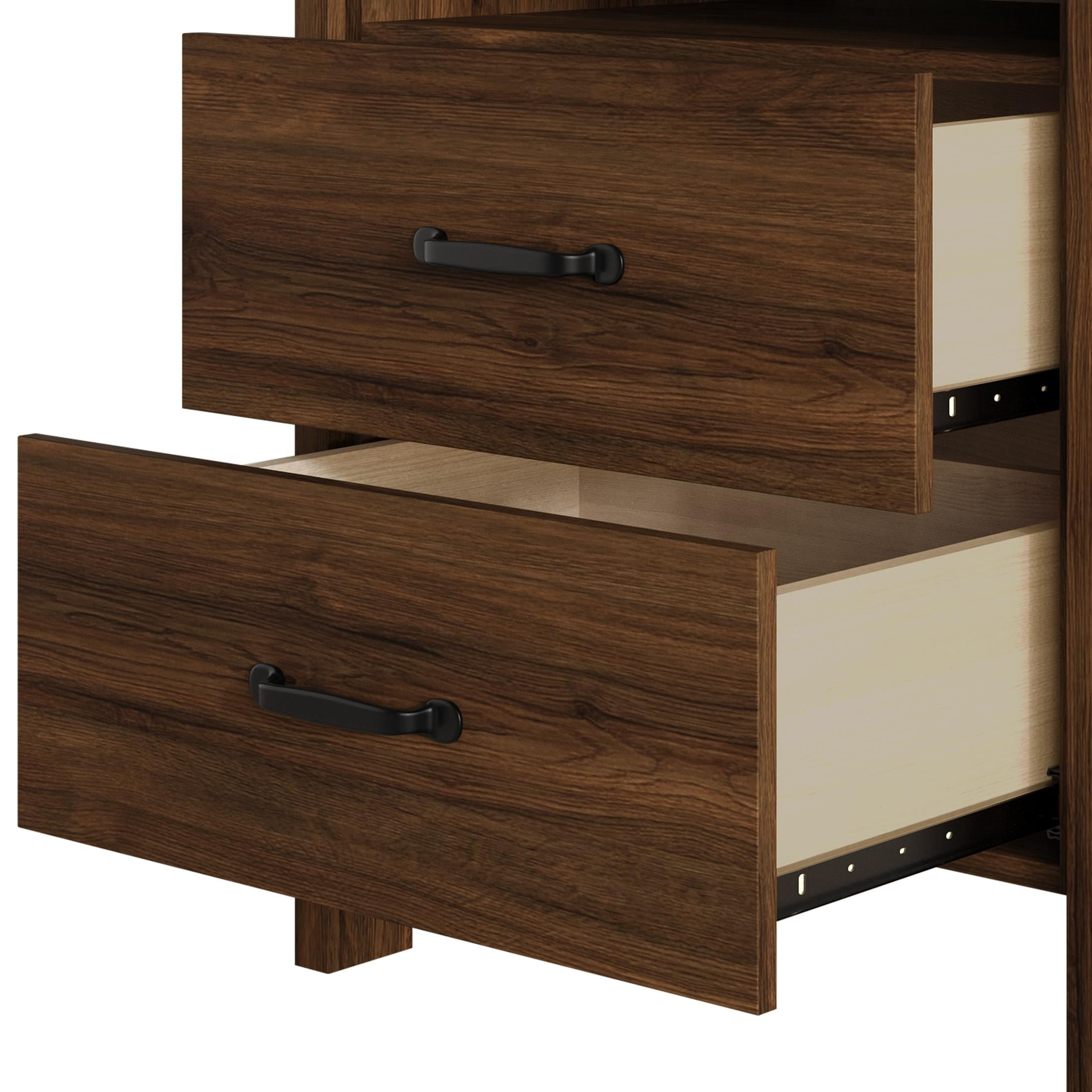 Home Design Alamosa Nightstand with Two Drawers and Open Shelf, Space-Saving Design, Brown (Set of 2)