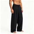 thumbnail image 5 of Frnrwgo Men's Pleated Wide Leg Dress Pants, Wrinkle Resistant Straight Business Casual Trousers Relaxed Fit, 5 of 6