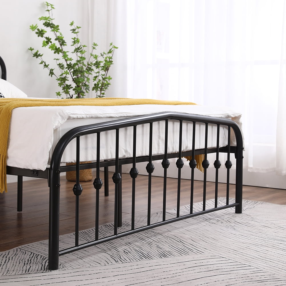 Kepooman Modern Design Single-Layer Iron Curved Frame Bed Vertical Pipe Ballwith Black, 56.30"L x 25.20"W x 5.31"H, Full Kepooman Modern Design Single-Layer Iron Curved Frame Bed Vertical Pipe Ballwith Black, 56.30"L x 25.20"W x 5.31"H, Full