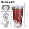 thumbnail image 4 of 16oz Tumblers Red Christmas Snowflake Pattern Stainless Steel Vacuum Insulated Double Wall Travel Tumbler Cups Mug with Lid and Straw,Cleaning Brush for Coffee,Tea, 4 of 4