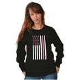 thumbnail image 4 of Breast Cancer Pink Ribbon USA Flag Women Crewneck Sweatshirt Brisco Brands S, 4 of 6