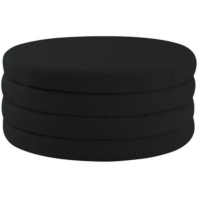 Meridian Furniture Aphia Black Boucle Fabric Ottoman/Coffee Table