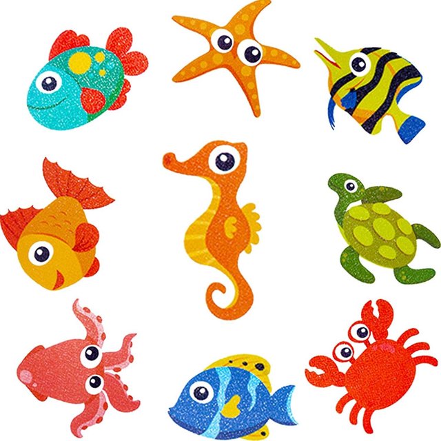 9 pegatinas antideslizantes para baño, pegatinas antideslizantes para bañera, pegatinas antideslizantes para niños, para bañera y ducha, impermeables, duraderas (criatura marina)