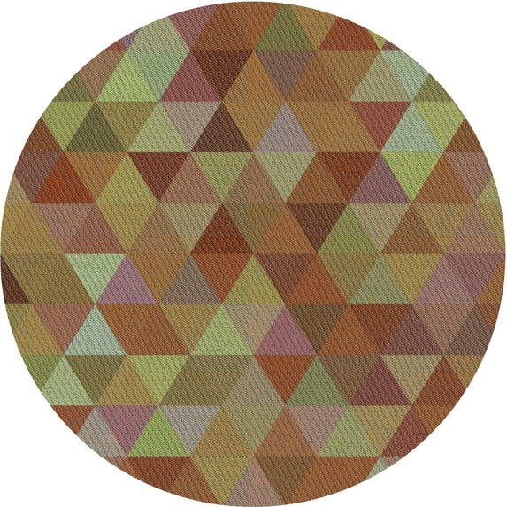 Ahgly Company Indoor Round Patterned Mahogany Brown Area Rugs, 4' Round