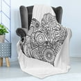thumbnail image 4 of White Soft Flannel Fleece Blanket, Love Word in a Heart Ornamented with Uncolored Doodle Flowers and Swirls, Cozy Plush for Indoor and Outdoor Use, 50" x 70", Charcoal Grey and White, by Ambesonne, 4 of 5