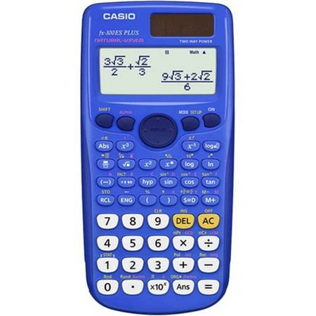 Casio FX-300ESPLUS Scientific Calculator  Natural Textbook Display  Blue The Casio FX-300ESPLUS Natural textbook display shows formula and results exactly as they appear in the textbook and offers 249 built-in functions such as fraction calculations  trigonometry  hyperbolic functions and more. Shows formulas and results simultaneously. This calculator includes a protective hard case and 2-line display for easy reading. Recommended for students taking General Math  Pre-Algebra  Algebra I and II  Geometry  Trigonometry  Statistics  Physics. Operating system: S - V.P.A.M  clear last entry and clear all  review and edit preview entries  fixed decimal capabilities  multi-replay  plastic keys. 2-function Table of Values [f(x)  g(x)]  one/two-variables  mean  sum  # of elements  standard deviation  linear regression  log  ln  inverse log  exponential  store and edit data in memory  quadratic  log  exp  power  inverse regression. Sin  cos  tan  and inverses  hyperbolic functions  converts between DEG  RAD  GRAD. Multi-replay function lets user step back through calculations  edit and recalculate.