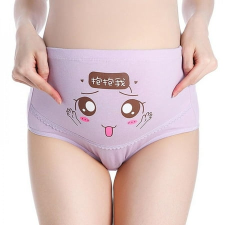 

Women Soft Cotton Support Comfortable Underwear SMILE Briefs Panties Waist High Maternity Breathable Femal
