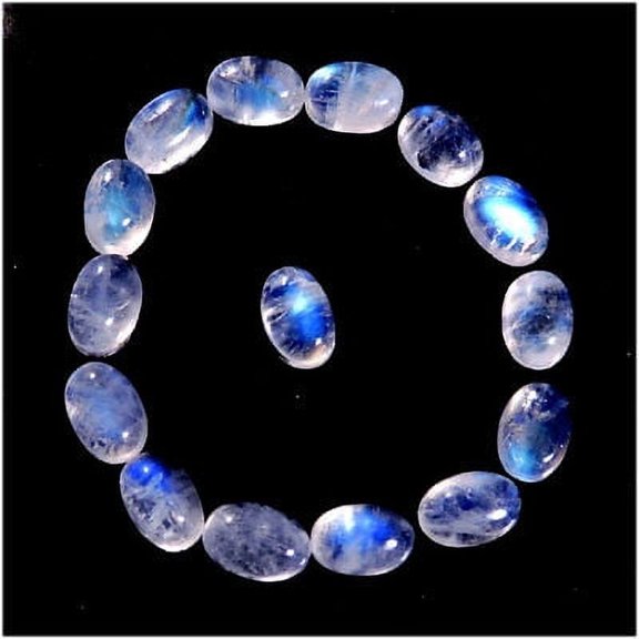 7.80Cts Natural Blue Hues Rainbow Moonstone 4x6mm Oval Cabochon Gemstone Lot