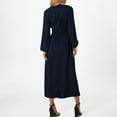 thumbnail image 4 of New Summer Arrivals SMihono Women's Elegant Lantern Long Sleeve Evening Dress, Sexy V-Neck High Waist Slim Fit Swing Dresses Solid A-Line Dress Dark Blue M, 4 of 7