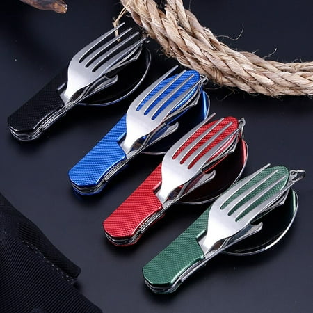 

Portable multi tool cutlery multitool flatware utensil bottle can opener fold Spork fork tableware Picnic camp spoon knife
