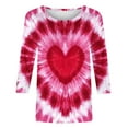 thumbnail image 4 of SELONE Pullover Sweaters for Women Valentine's Day Heart Print 3/4 Sleeve Sweatshirt Crewneck Tops Loose Outerwear, 4 of 5