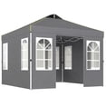 thumbnail image 2 of Outsunny 9.6 x 9.6 ft Pop Up Canopy Tent with Sidewalls, One Push Setup, UPF50+ Outdoor Portable Instant Canopy Shelter with Sandbags, Dark Gray, 2 of 9