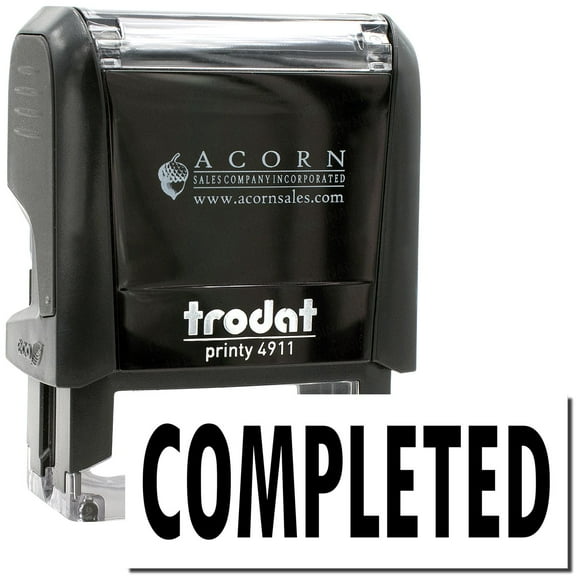 Self-Inking Completed Stamp, Trodat Printy 4911, Press and Print Stamping, Impression Size 5/8" x 1-1/2", Up to 10,000 Impressions - Black Ink