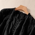 thumbnail image 4 of IMENGL Long Sleeve Shirts for Women Casual Cotton Linen Button Short Summer Loose Neck Embroidered Blouse Soft T-Shirt Women's Basic Tee Long Sleeve Tops,Black, 4 of 7