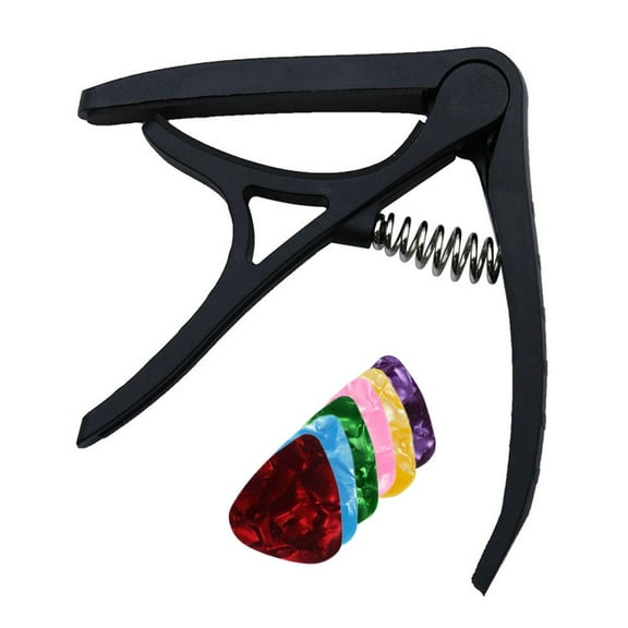 2025-Capo Quick Change Guitar Capo – Capo Wooden With 6 Guitar Picks U8E1